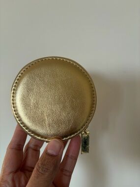Yves Saint Laurent Metallic Gold Round Zip Beauty Case